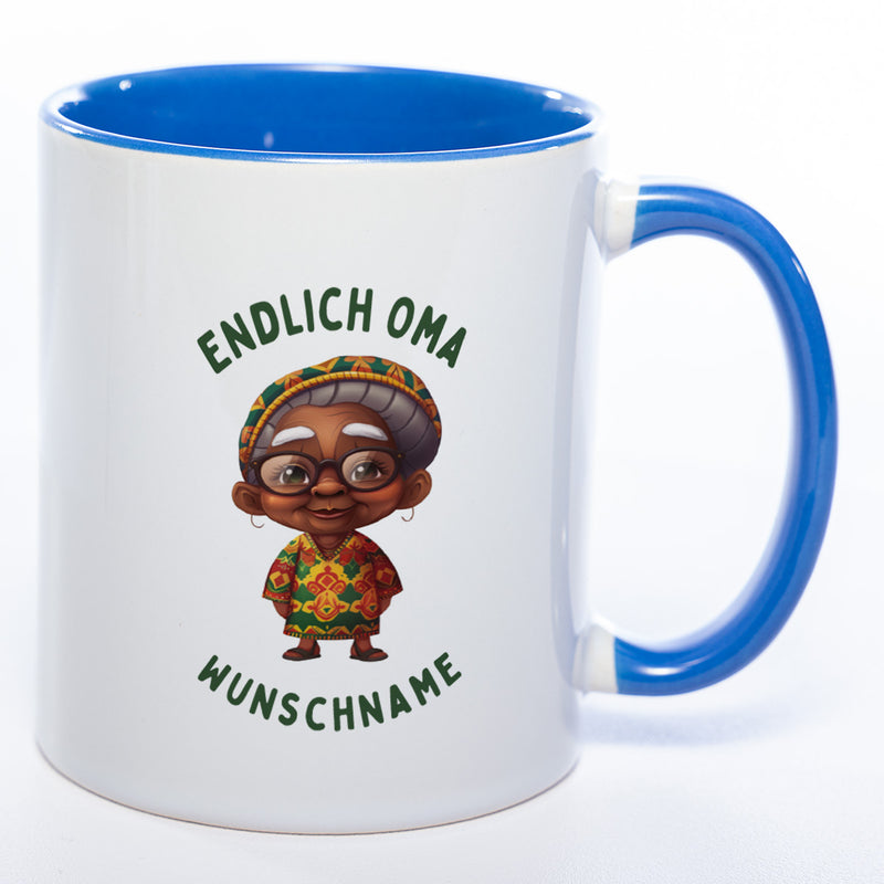 "Endlich Oma"-Tasse mit Wunschnamen - weitere Motive - spülmaschinenfest