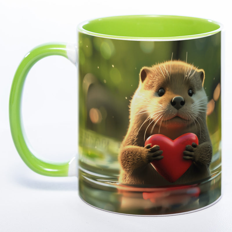 Spülmaschinenfeste Motiv-Tasse mit Otter Motiv 3 und 2 Liebessprüchen zur Auswahl - süße Kaffeetasse