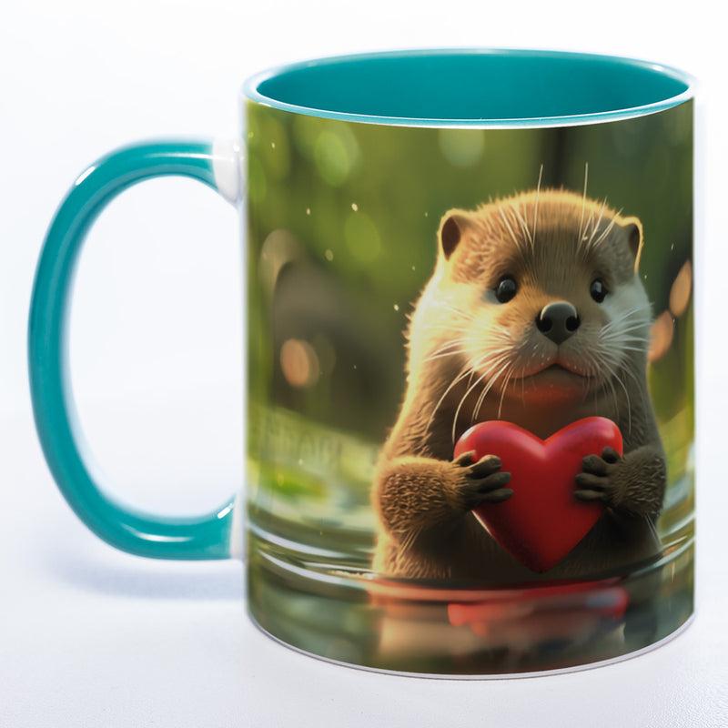 Spülmaschinenfeste Motiv-Tasse mit Otter Motiv 3 und 2 Liebessprüchen zur Auswahl - süße Kaffeetasse