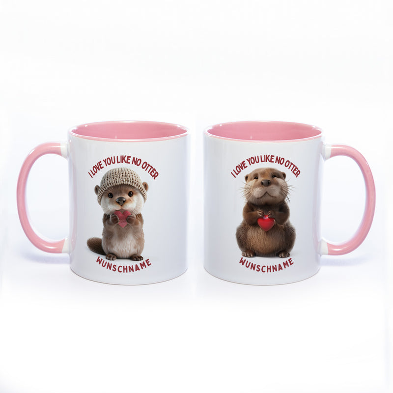 Spülmaschinenfeste Motiv-Tasse mit Otter Motiv 4 und 2 Liebessprüchen zur Auswahl - süße Kaffeetasse