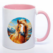 Tassenfarbe pink mit  Pferdemotiv