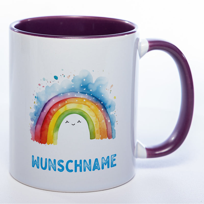 Mug Art Tasse Regenbogen Motiv 2 mit Wunschname  - Kaffeetasse StickyWorld Exclusive
