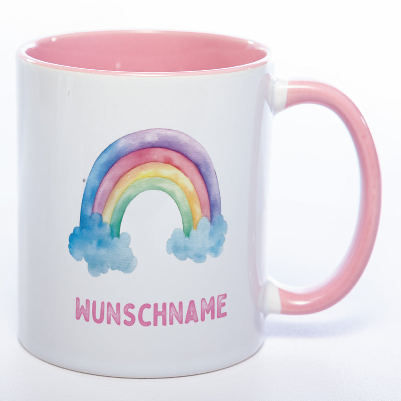 Mug Art Tasse Regenbogen Motiv 3 mit Wunschname  - Kaffeetasse StickyWorld Exclusive