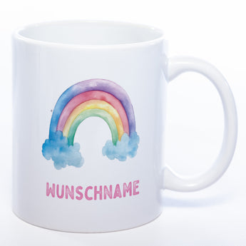 Mug Art Tasse Regenbogen Motiv 3 mit Wunschname  - Kaffeetasse StickyWorld Exclusive