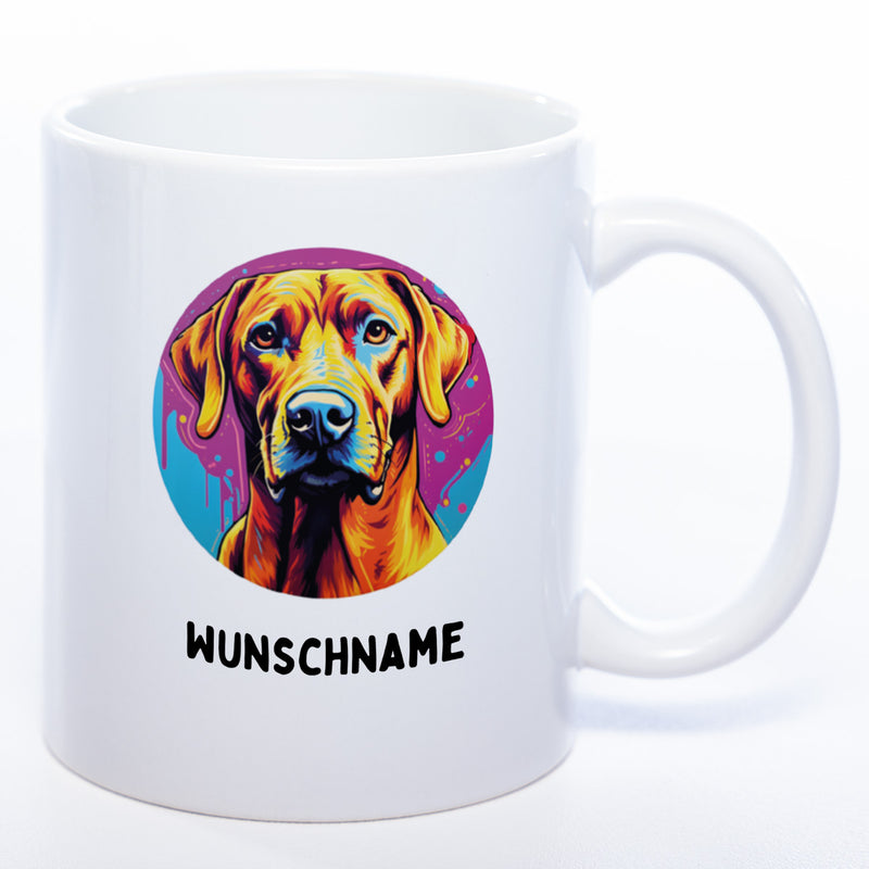 Mug Art Tasse mit Rhodesian Ridgeback Motiv 2 & wahlweise mit NAMEN- Kaffeetasse StickyWorld Exclusive