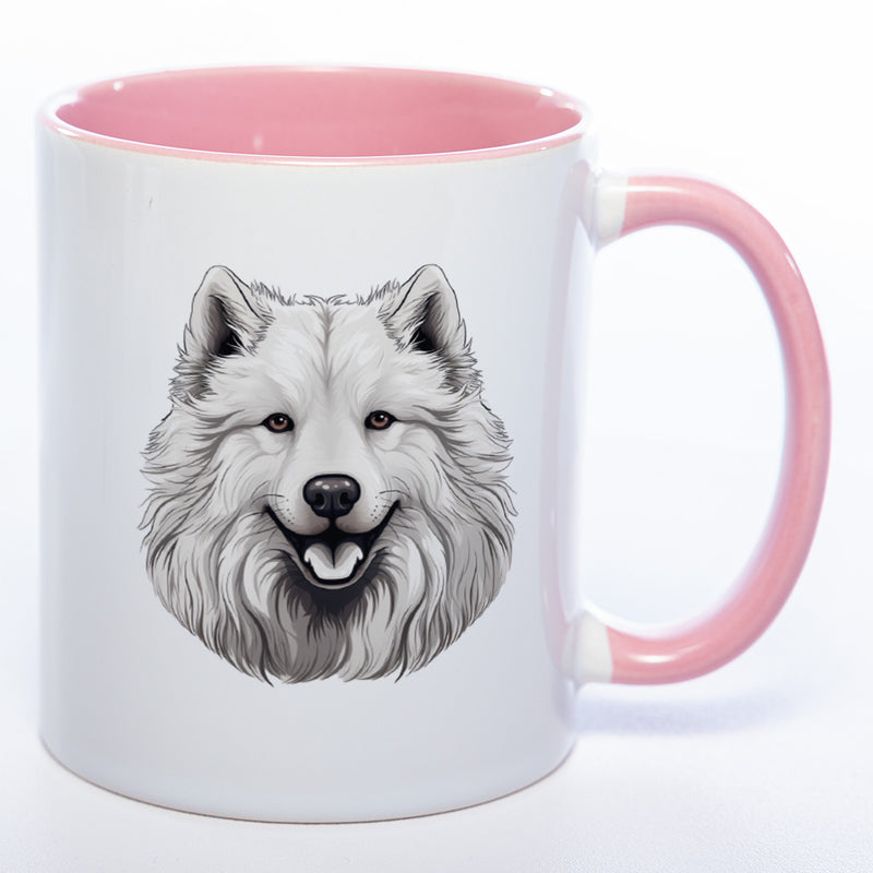 Hundetasse Samoyede 1 mit Wunschname in rosa