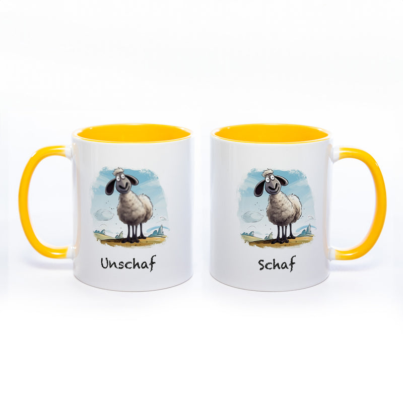 Lustige Motiv - Tasse Schaf Unschaf  - spülmaschinenfest