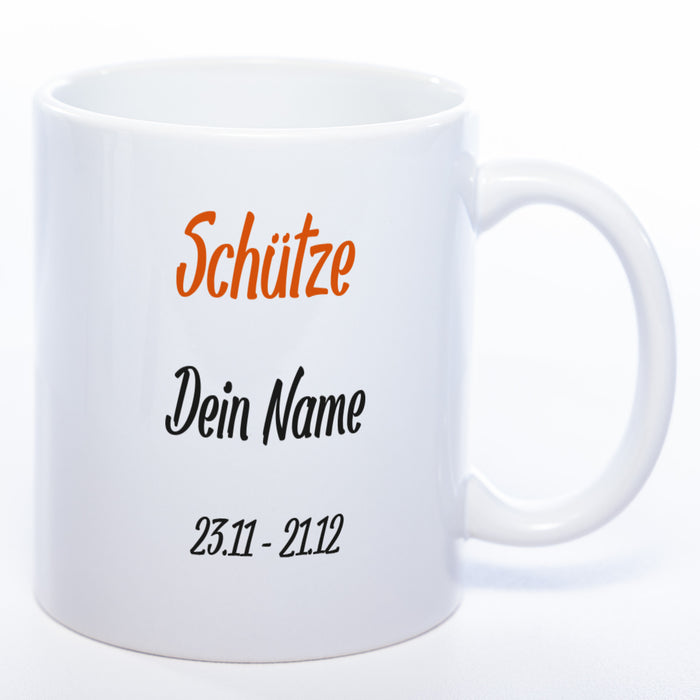 Sternzeichen -Tasse mit Namen und Geburtsdatum - spülmaschinenfest