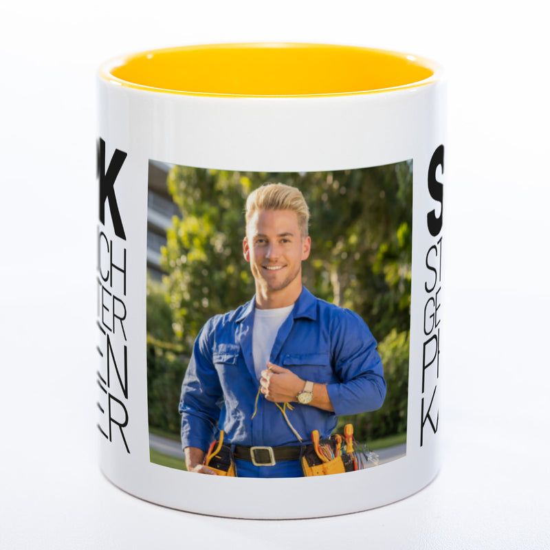 Freche Elektriker "SGPK" spülmaschinenfeste Tasse mit Foto (HD Druck) | Jetzt selbst gestalten!