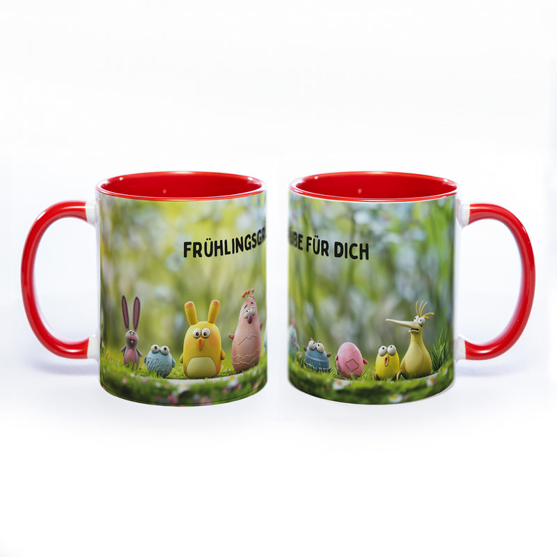 Motiv-Tasse Frühling mit Wunschtext - spülmaschinenfest