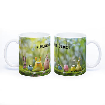 Motiv-Tasse Frühling mit Wunschtext - spülmaschinenfest