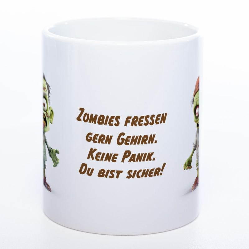 Zombie Tasse "Zombies fressen gern Gehirn..." - exclusive Kaffeetasse spülmaschinenfest