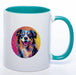 Hundetasse Australian Shepherd 1 mit Wunschname in petrol